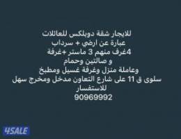  للايجار دوبلكس في سلوى ق 11 شارع التعاون 