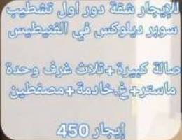  للإيجار شقة دور ثاني تشطيب \nسوبر ديلوكس فى الفنيطيس \nصالة كبيرة بإطلال 