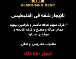  للإيجار شقه في الفنيطيس للمعاريس أو طفل 
