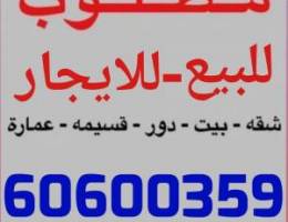  للايجار شقه جديده فى ابوفطيره الفنيطيس المسايل مبارك الكبير القصور 