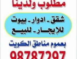  للإيجار دور ارضي في فهد الاحمد ديوانية وصاله وصالون و4 غرف ماستر وحوش 
