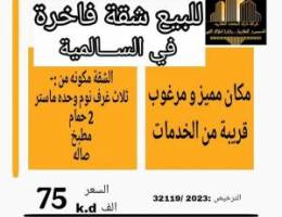  للبيع شقة بالسالميه 