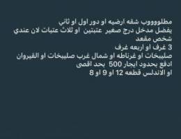  مطلوب شقه ارضيه او دور اول تصلح لمقعد على كرسي متحرك 