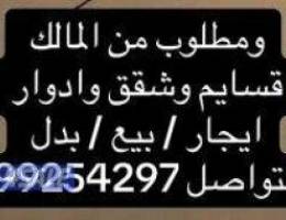  مطلوب قسايم وشقق وادوار بغرب او جنوب اعرض عقارك وخلي الباقي علينا 