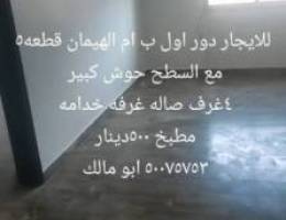  للايجار دور ام هيمان ق٥ اول جمب خدمات 