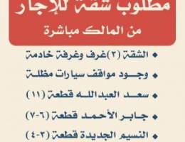  مطلوب شقة للإجار من المالك موظف حكمومي 