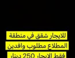  للايجار شقق في منطقة المطلاع مطلوب وافدين الايجار   دينار 250 