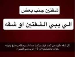  للايجار بالمطلاع شقتين جنب بعض او شقه بروحها كل شقه مكونه من ثلاث غرف 