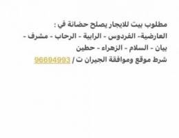  مطلوب بيت للايجار يصلح حق حضانه 