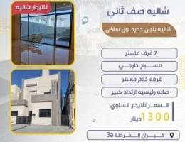  للايجار شاليه صف ثاني بنيان جديد اول ساكن و شهر مجانا 