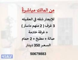  للايجار شقة في العقيله (من المالك مباشرةً) 