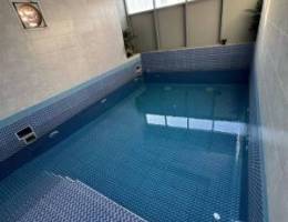  للايجار شاليه عل خور ارضي مع مسبح برايفت 